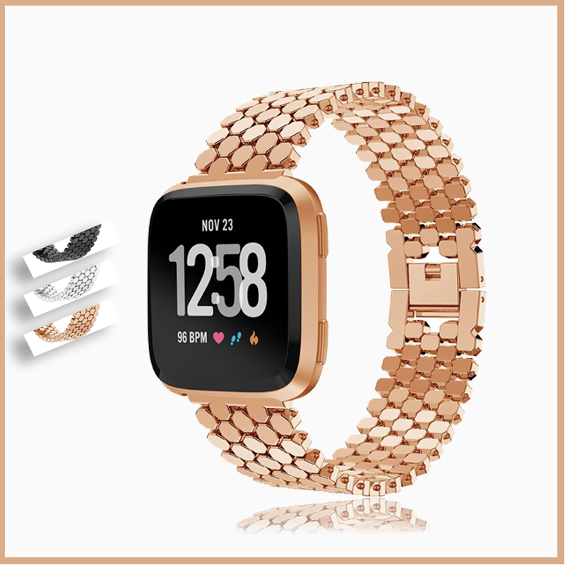 Smart Accessories New arrival Fashion Stainless Steel Watch Band Wrist metal strap for fitbit versa Smart Watch Band Link Strap Bracelet bands