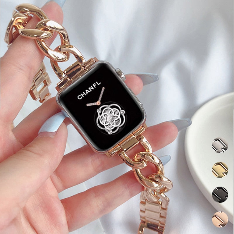 Luxury Women Bracelet for Apple Watch Band Series 7 6 5 High Quality Steel  Correas iWatch 38mm 40mm 41mm 42mm 44mm 45mm Wristband |Watchbands
