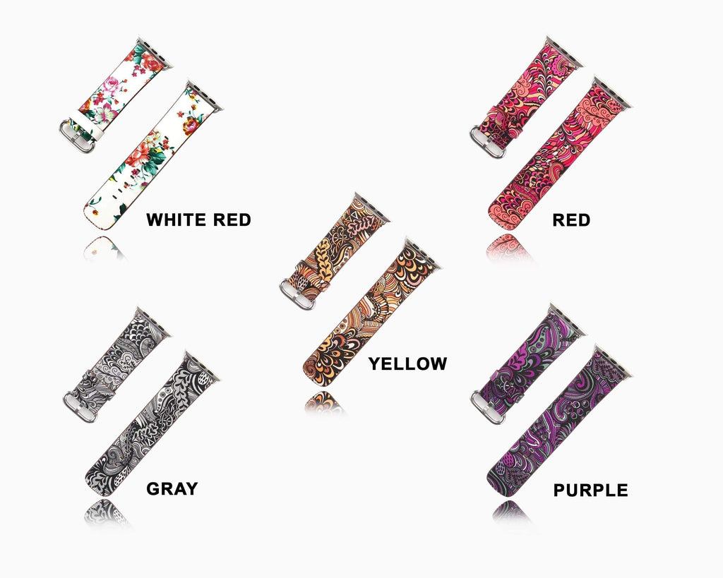 Watchbands Floral Printed Bracelet Belt High Quality Leather For Apple Watch Band 44mm/40mm 42mm/38mm correa iwatch series 5 4 3 2 1- US Fast Shipping