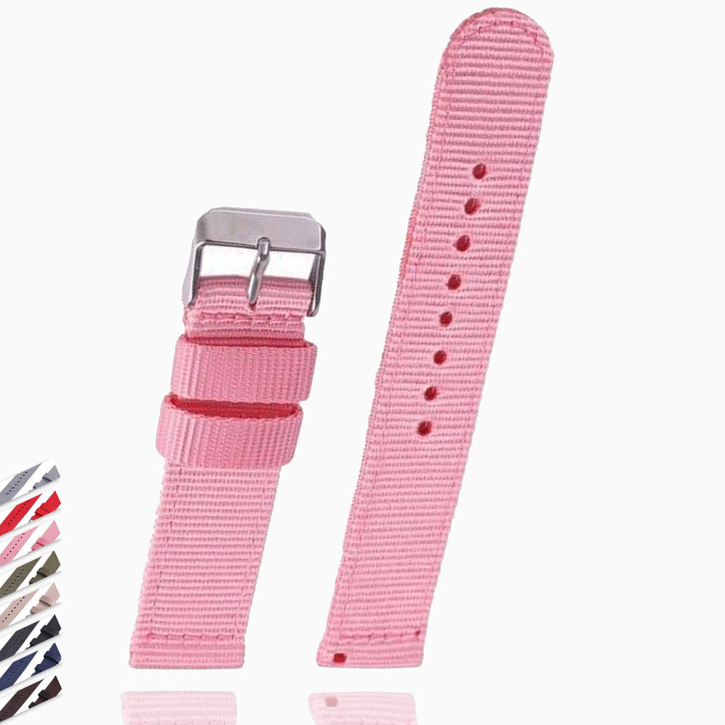 Watchbands Solid Color Nylon fabric Washable Waterproof Wristband fit Samsung galaxy & active silver Watchband 18/20/22/24mm Watch Strap for Men Women.