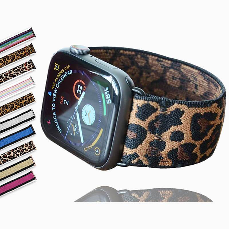 Home Elastic Stretch apple watch band, Double print Layer strap, fits nike hermes sports Series 5 4 3 2 1 iwatch women 38mm 40mm 42mm 44mm - US Fast Shipping