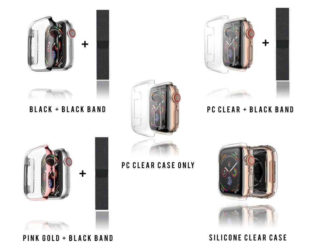 Watchbands Apple Watch Case Cover Shiny Bezel Only or Case + Band 38mm 40mm 42mm 44mm iwatch series 5 4 3 2 1 protective screen clear protector shell - USA Fast Shipping