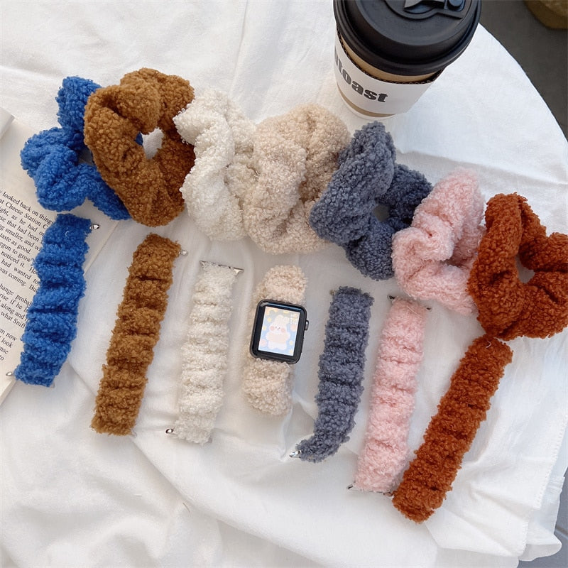 Elastic Strap Series Hair Cute Plush Bracelet Correa iWatch