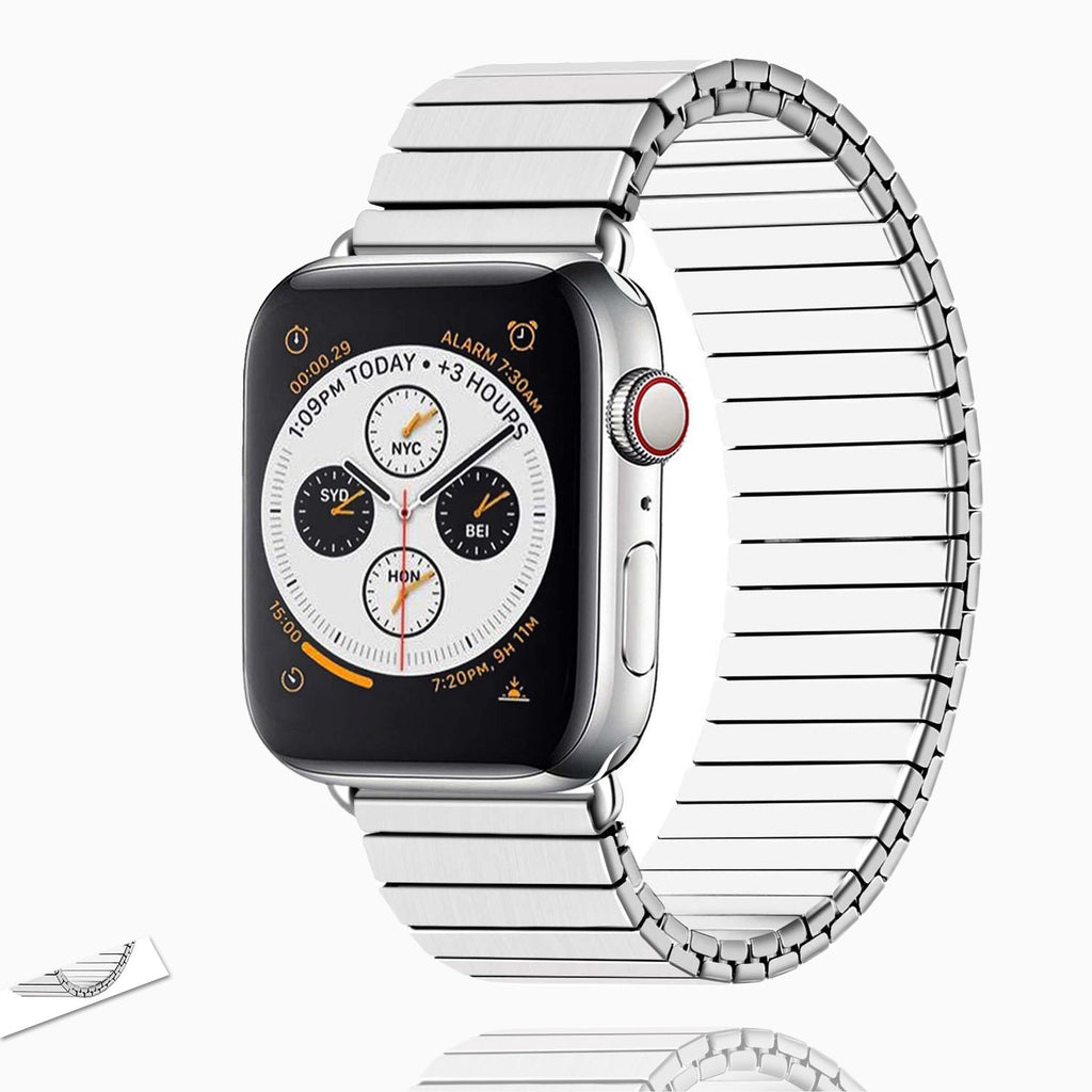 Correas de reloj Apple Watch Elastic Band, Luxury Metal Stretch Loop Link Men Women Bracelet Strap, iWatch Series 6 5 4 3, 38mm/40mm 42mm/44mm Watchband Unisex