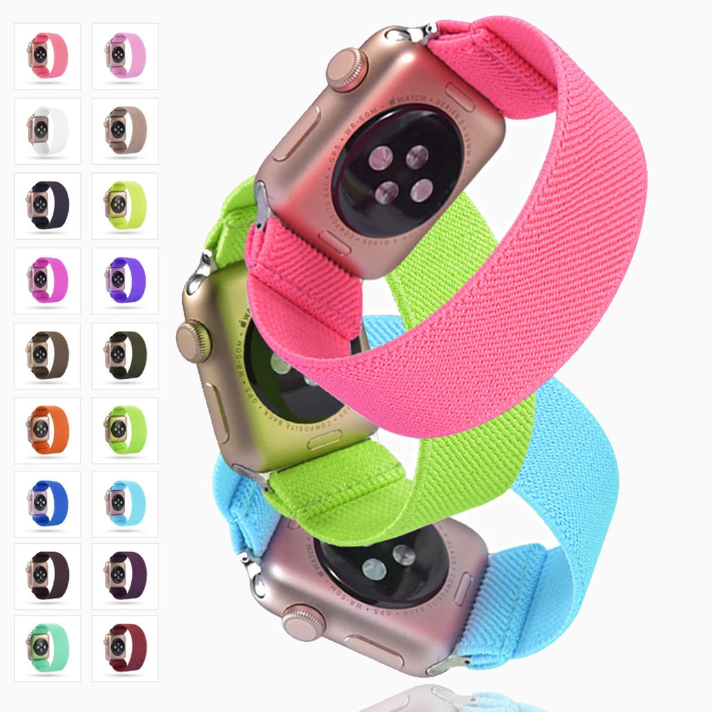 Home Elastic apple watch band, solid colors Scrunchie Strap women belt watchband bracelet, fits iwatch nike sports 38/40mm 42/44mm series 6 5 4 3 - USA Fast shipping