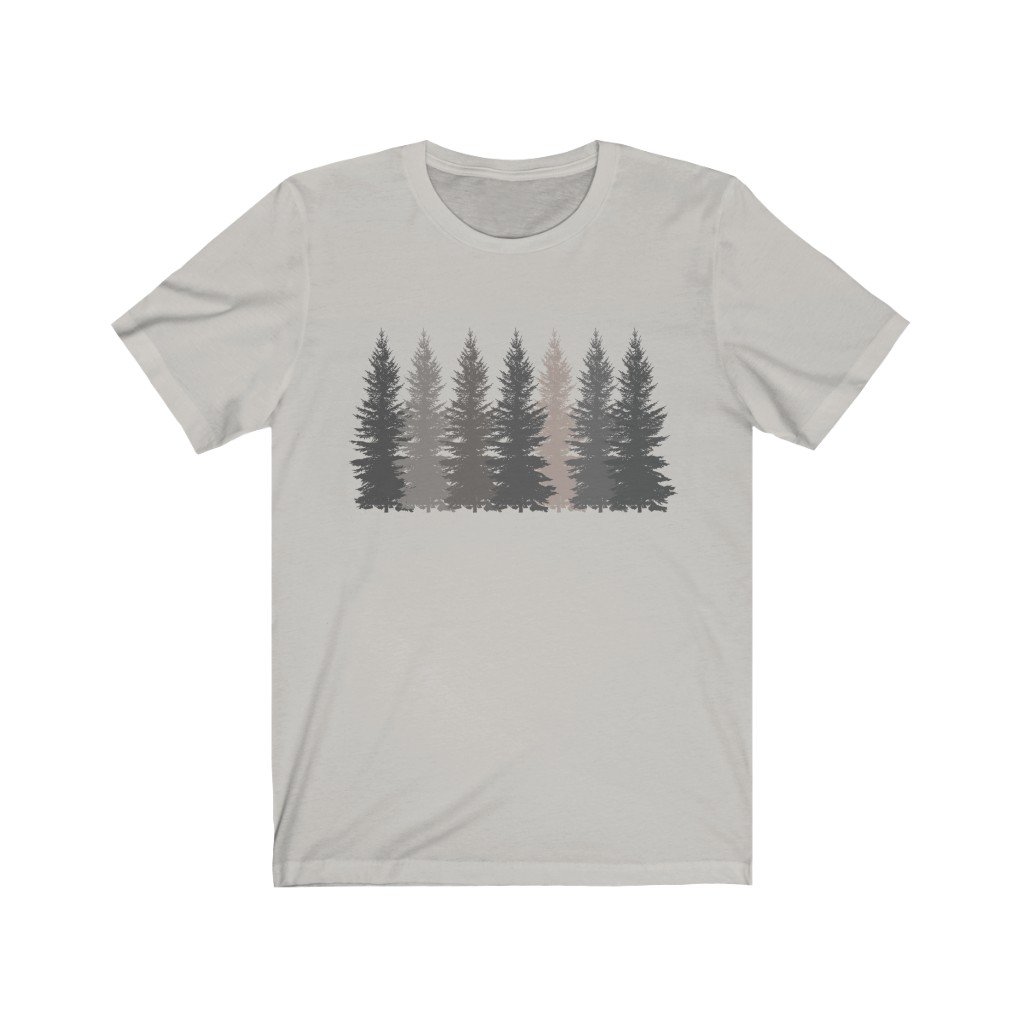 T-Shirt Silver / S Trees t shirt | Men's T-shirt | Nature shirt | Hiking shirt | Graphic Tees | Forest Tshirt
