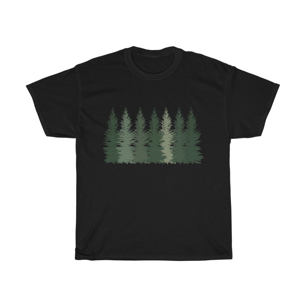 T-Shirt Black / S Trees t shirt, Men's T-shirt, Nature shirt, Hiking shirt, Graphic Tees, Forest Tshirt - Made in Usa