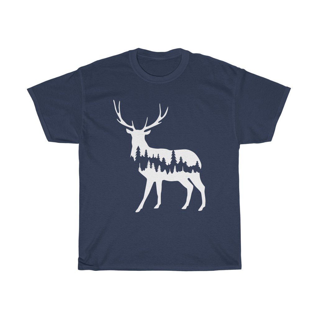 T-Shirt Navy / S Deer Shadow shirt design, simple plain design animal prints, cute tee for men & women, unisex tee-shirts, plus size shirts