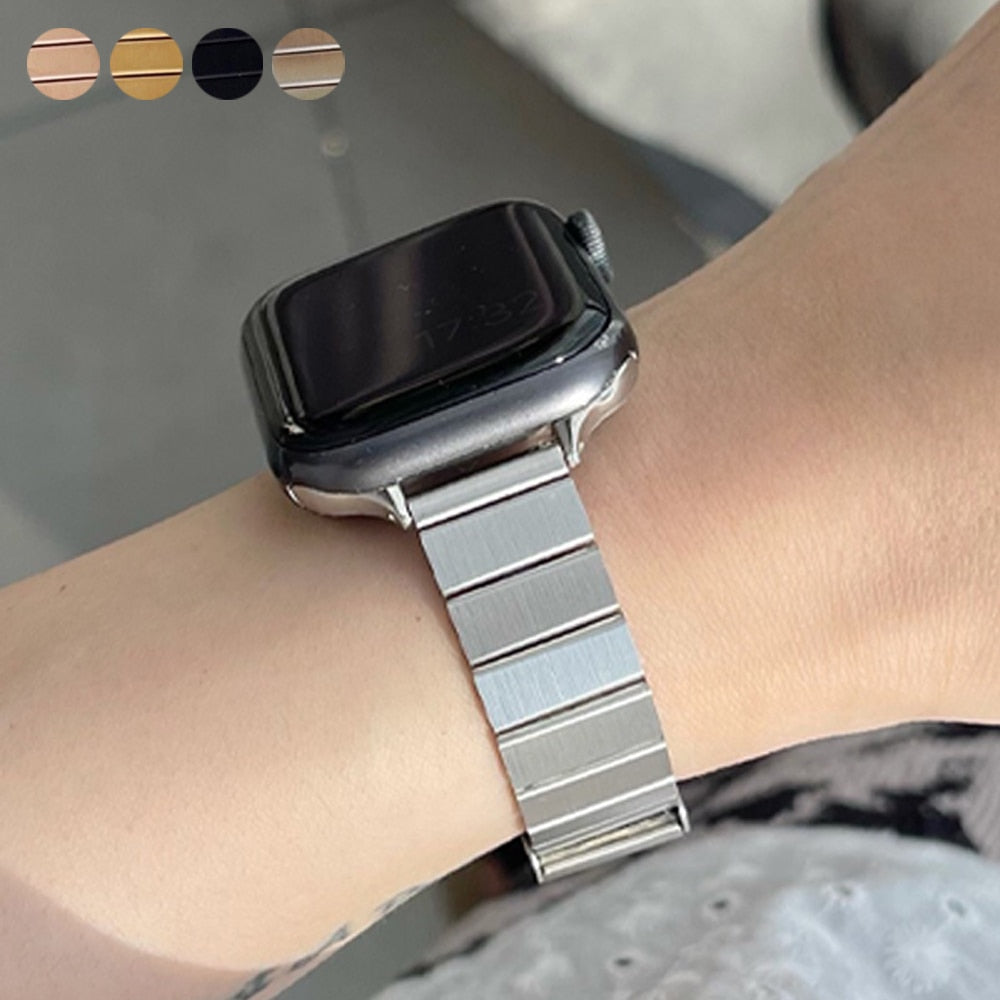 Women's Steel Butterfly Clasp Designer Apple Watch Band | Infinity Loops, Silver / 49