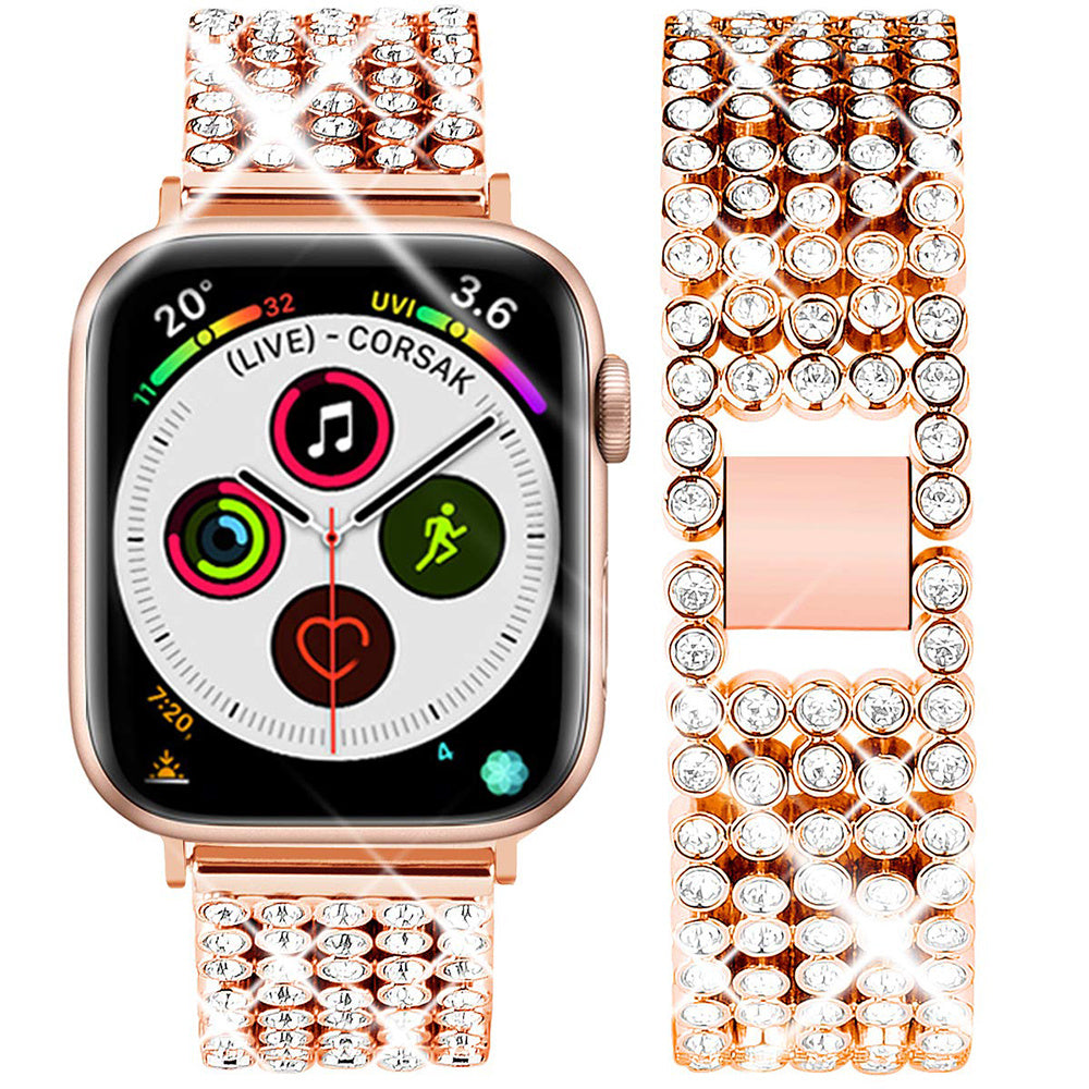 Lady Luxury Diamond Gold Strap For Apple Watch Band Series 7 6 5 4 Ring Link Bracelet iWatch 38/40/41mm 42/44/45mm Wristband |Watchbands|