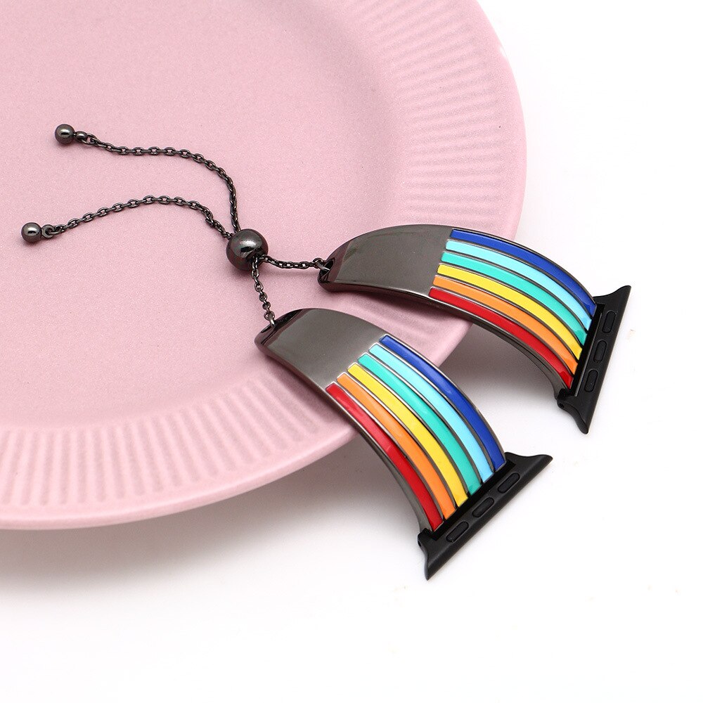 High-Quality Metal LGBT Rainbow Colorful Cuff Steel Strap Series 7 6 5