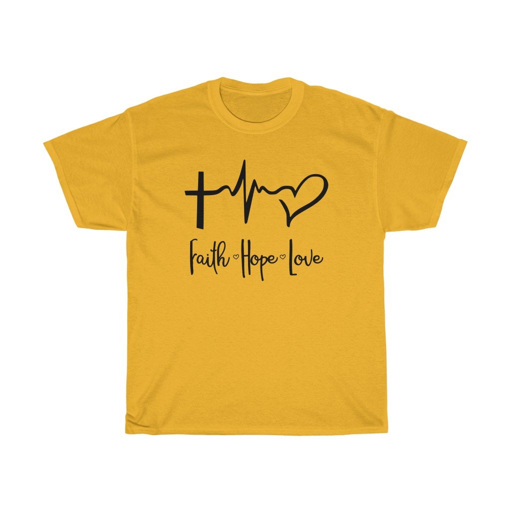 T-Shirt Gold / S Faith Love Hope women tshirt tops, short sleeve ladies cotton tee shirt , small - large plus size