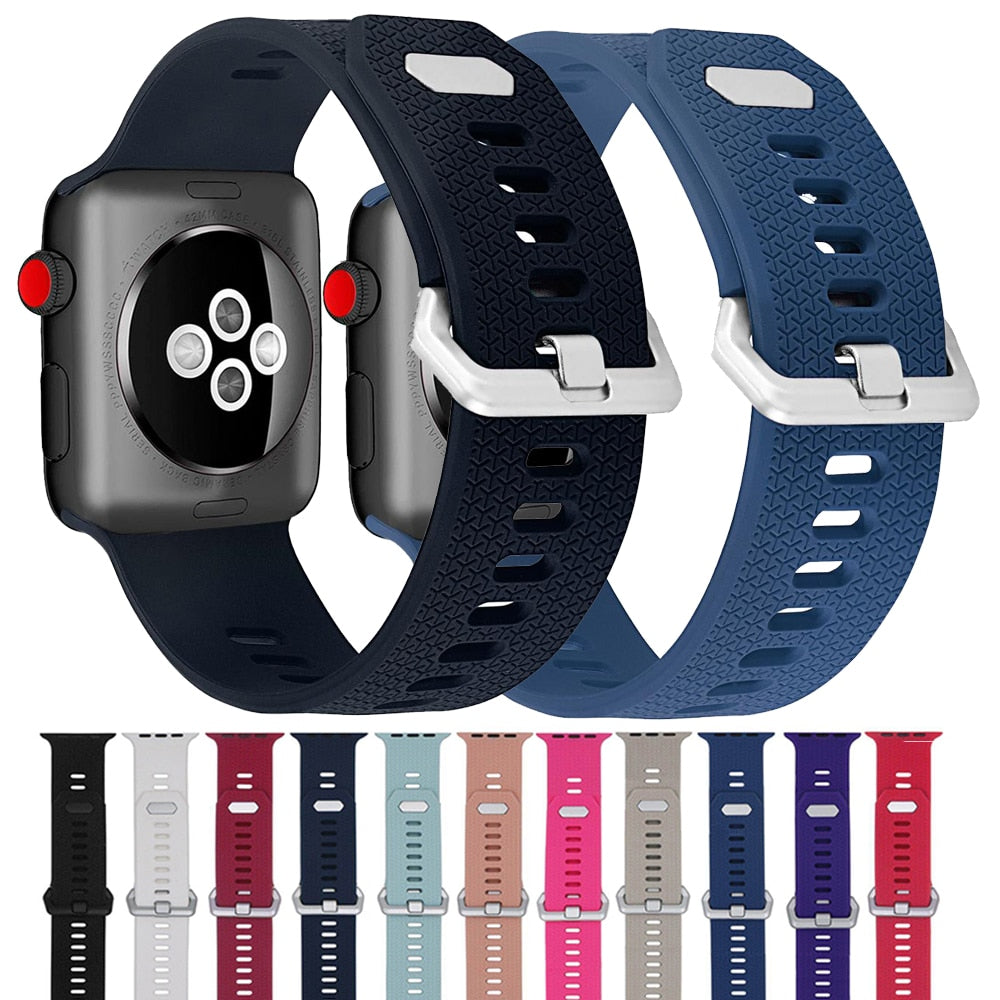 New Sports Silicone Strap for Apple Watch Band Series 7 6 5 Replacement Bracelet iWatch 38/40/41mm 42/44/45mm Wristband |Watchbands|