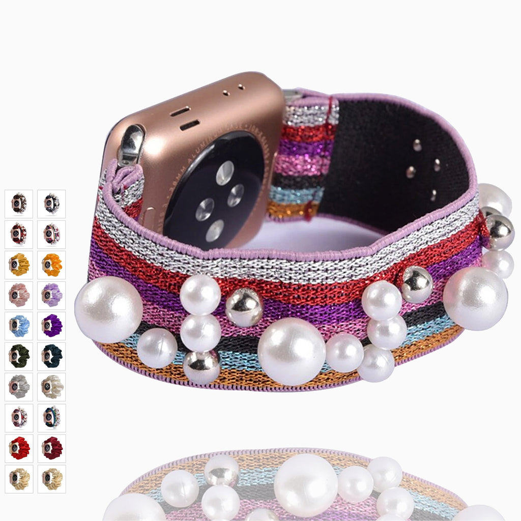 Home Bling shiny glitter pink striped, Apple watch 5 6 4 Elastic Watchbands