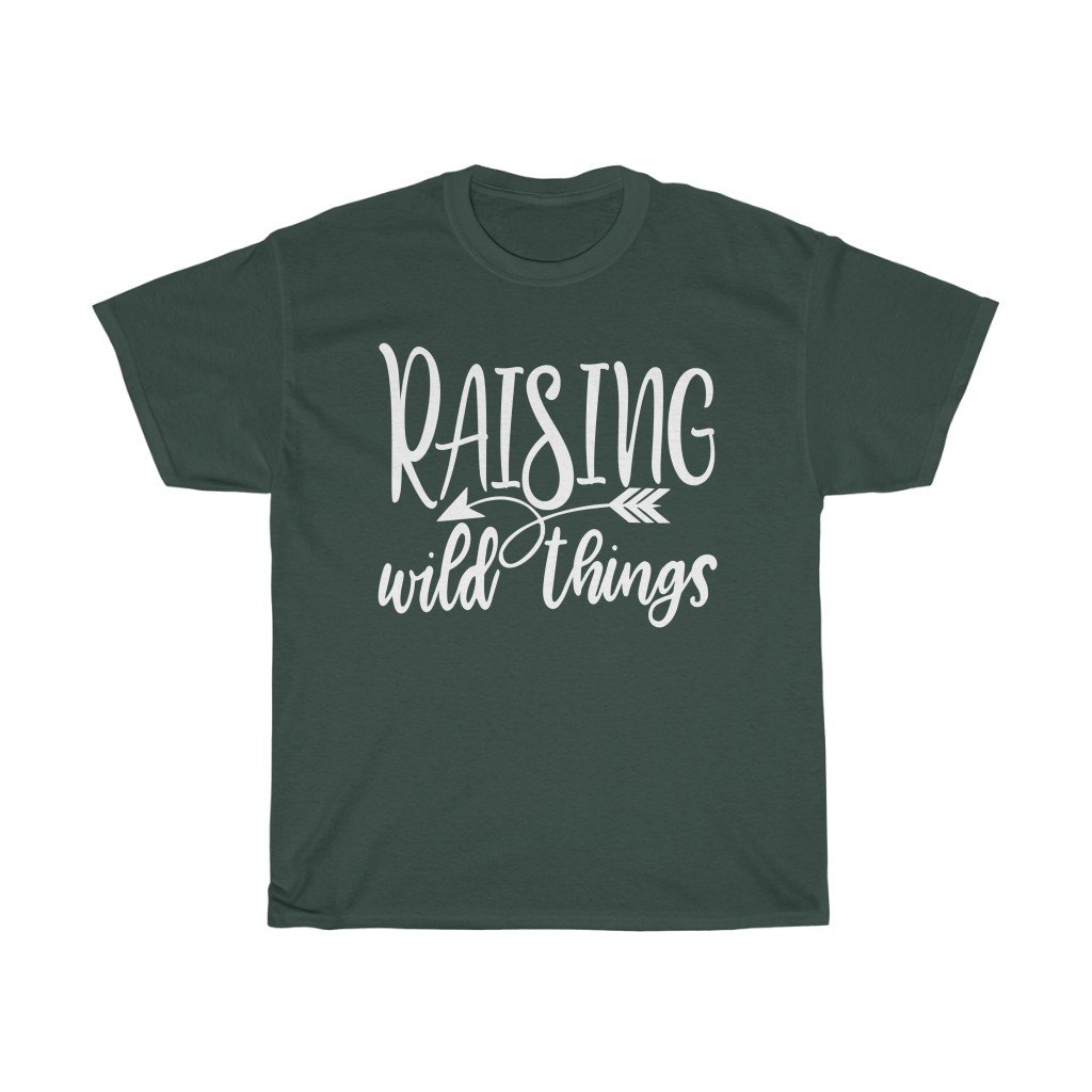 T-Shirt Forest Green / S Raising Wild Things shirt, cute mom Top tee, Gifts for mother, unisex tshirt