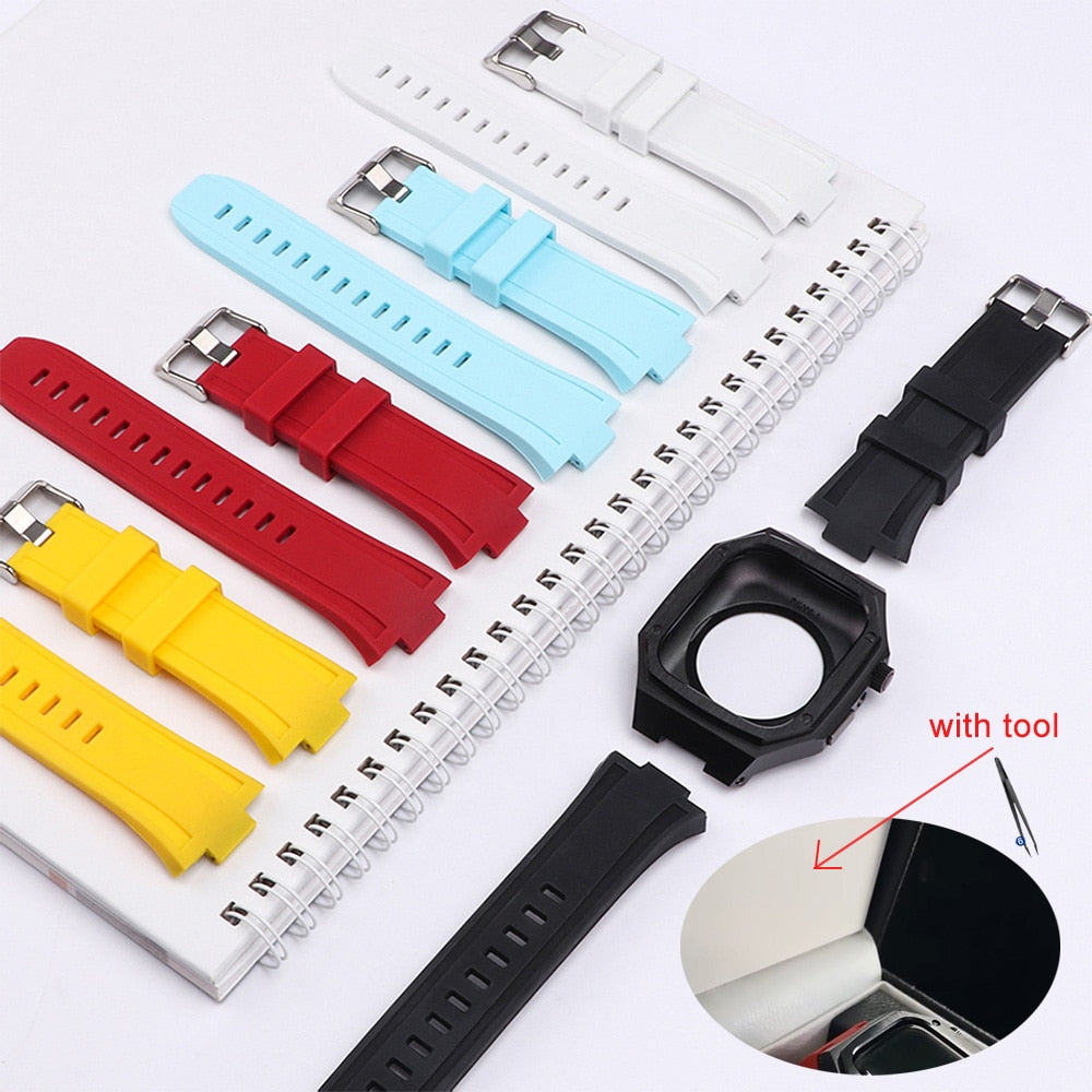 Metal Case for Apple Watch Bracelet Series 7 6 5 4 Men Wrist Silicone –  www.