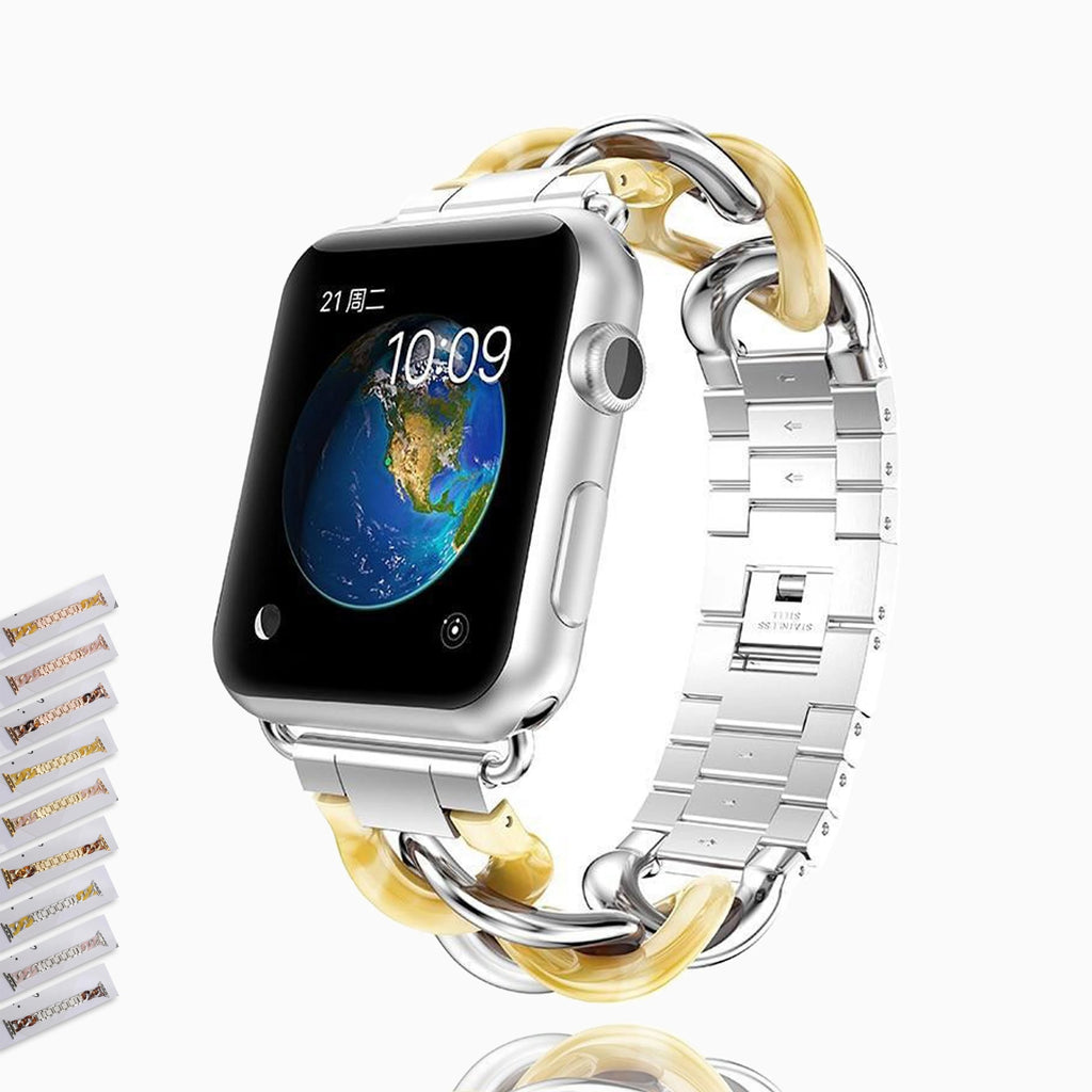 Watchbands Resin Watch Strap, Apple Watch 6 5 4 Band Transparent Steel Watchband