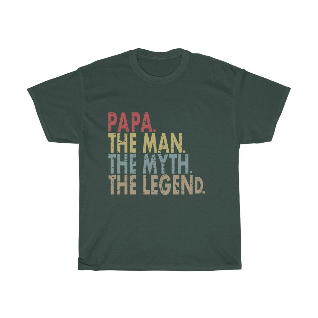 T-Shirt Forest Green / S Papa The Man The Myth The Legend men tshirt tops, short sleeve cotton man tee shirt t-shirt, small - large plus size