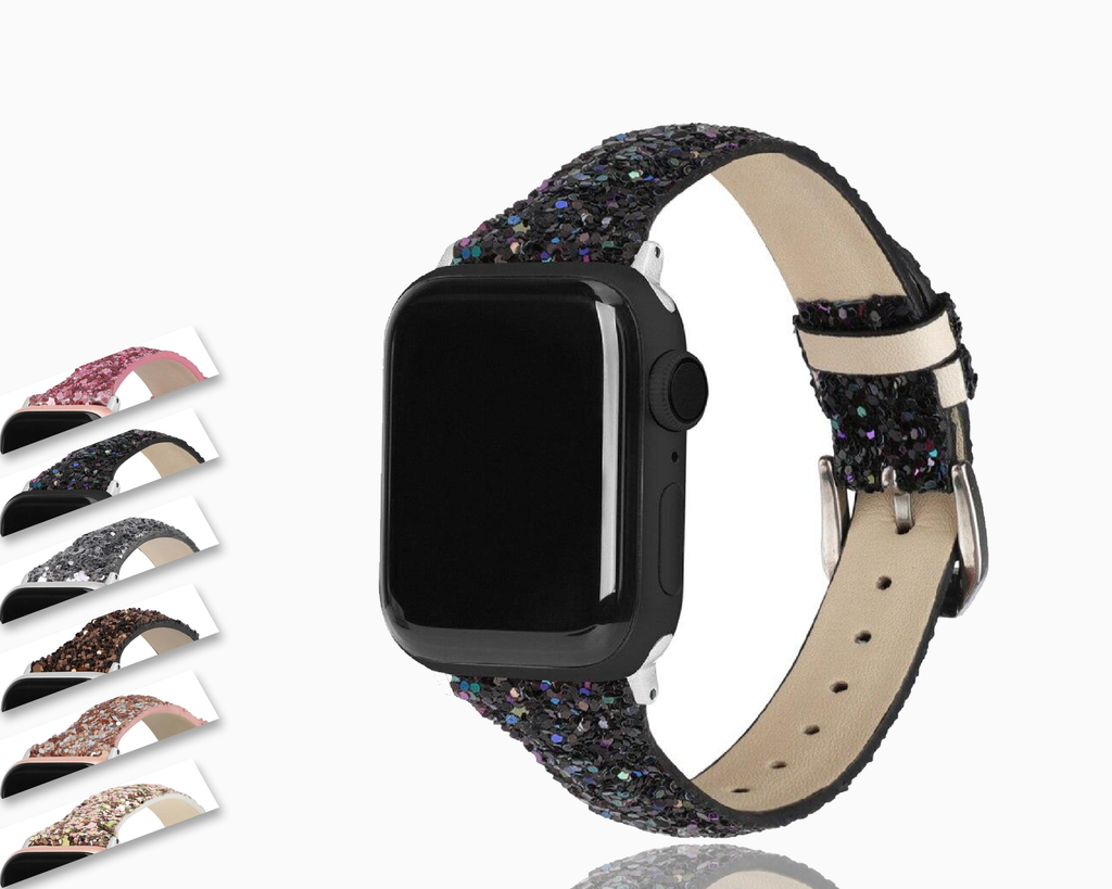 Home Black Metallic Glitter Bling Strap, Apple Watch band 6 5 4 Watchbands