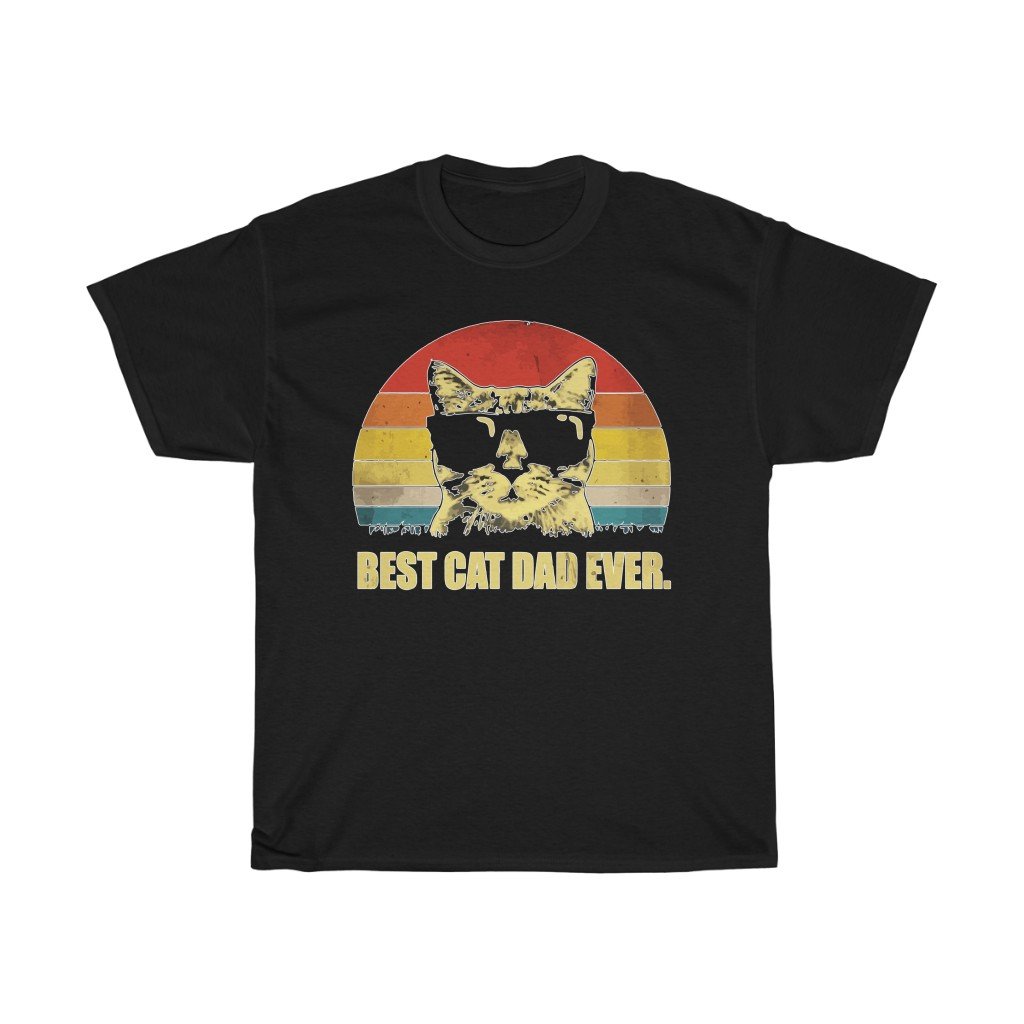 T-Shirt Black / L Best Cat Dad Ever Funny Mens Shirt Retro Cool Short-Sleeve , t-shirt for father, gift for him, plus size tee-shirt
