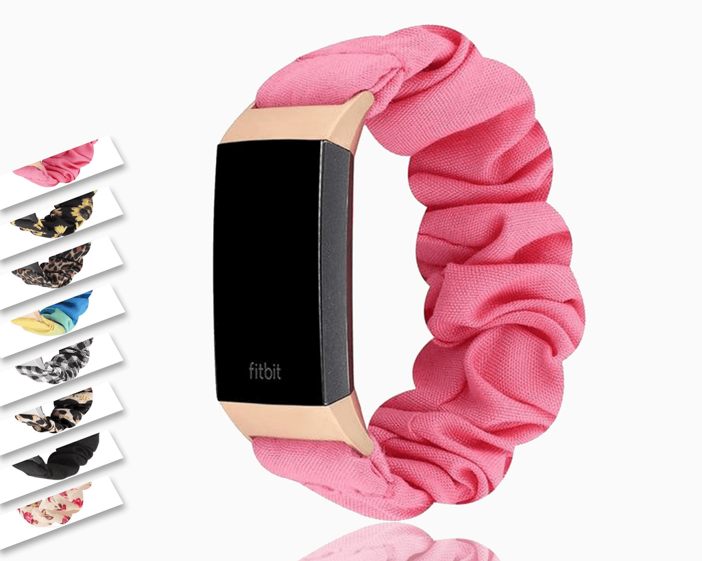 Watchbands Hot Solid Pink Rose Fitbit Charge 4 3 Band Cute Girls Cotton Fabric Scrunchies, Women Soft Elastic Sport Bracelet Scrunchy ladies Watchbands