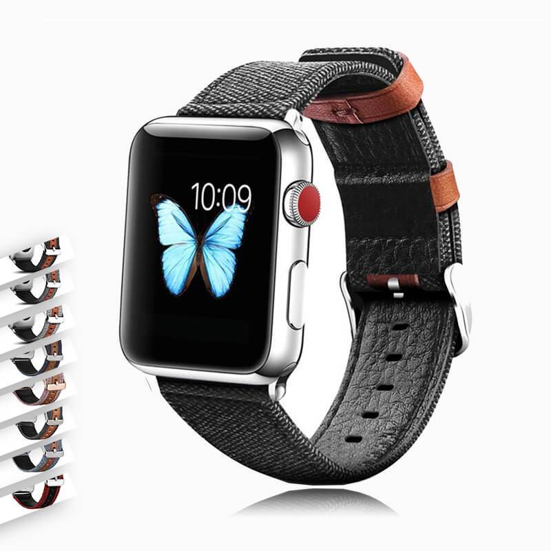 Watchbands watch accessories for apple watch 3 2 band 42mm 38mm apple watch 4 5 band 44mm 40mm iwatch Fabric & Genuine Leather bracelet|Watchbands|