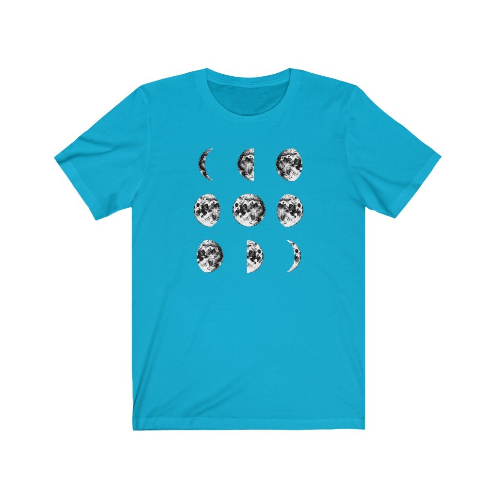 T-Shirt Turquoise / S Moon Phases Shirt - Moon Shirt - Moon Phases - Unisex