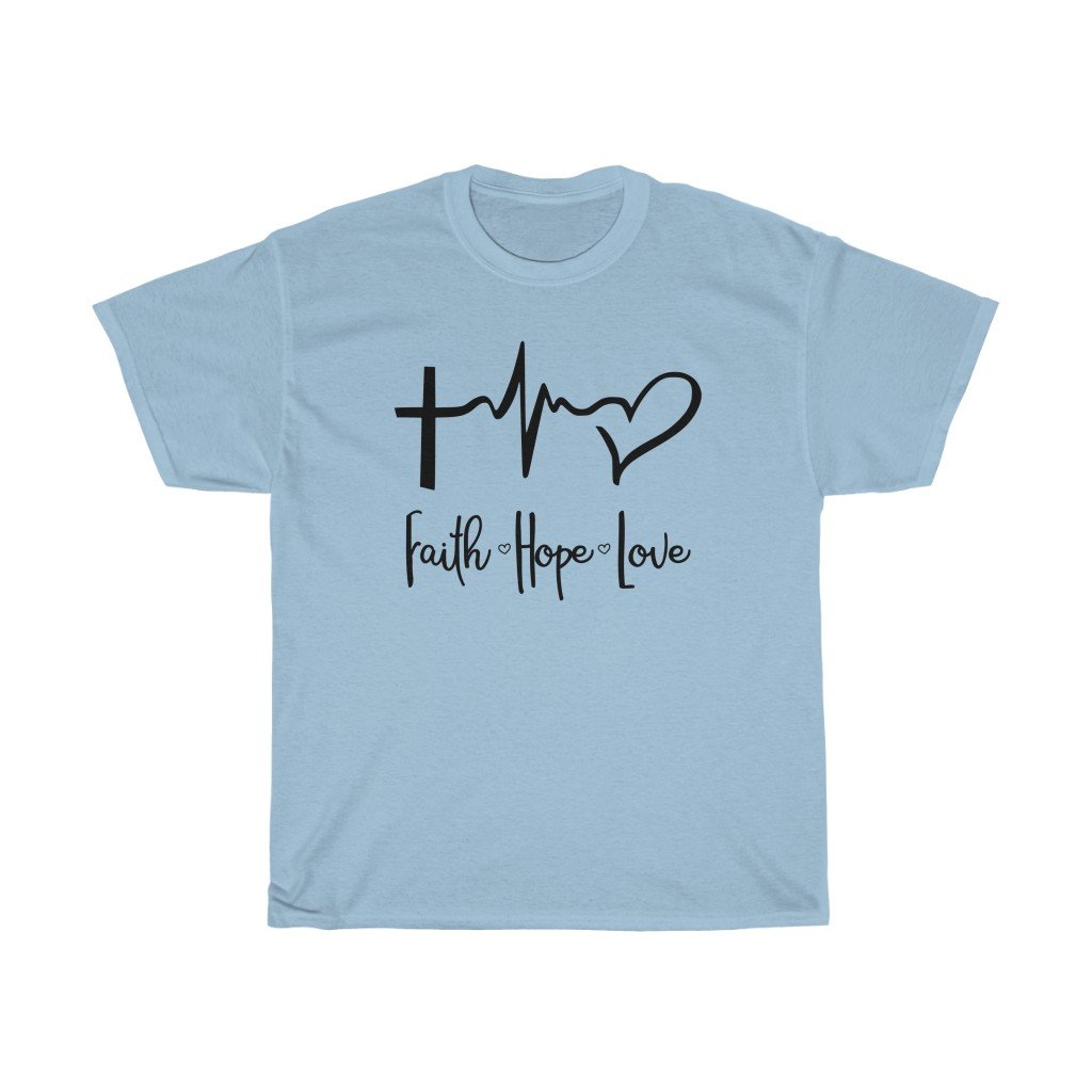 T-Shirt Light Blue / S Faith Love Hope women tshirt tops, short sleeve ladies cotton tee shirt , small - large plus size