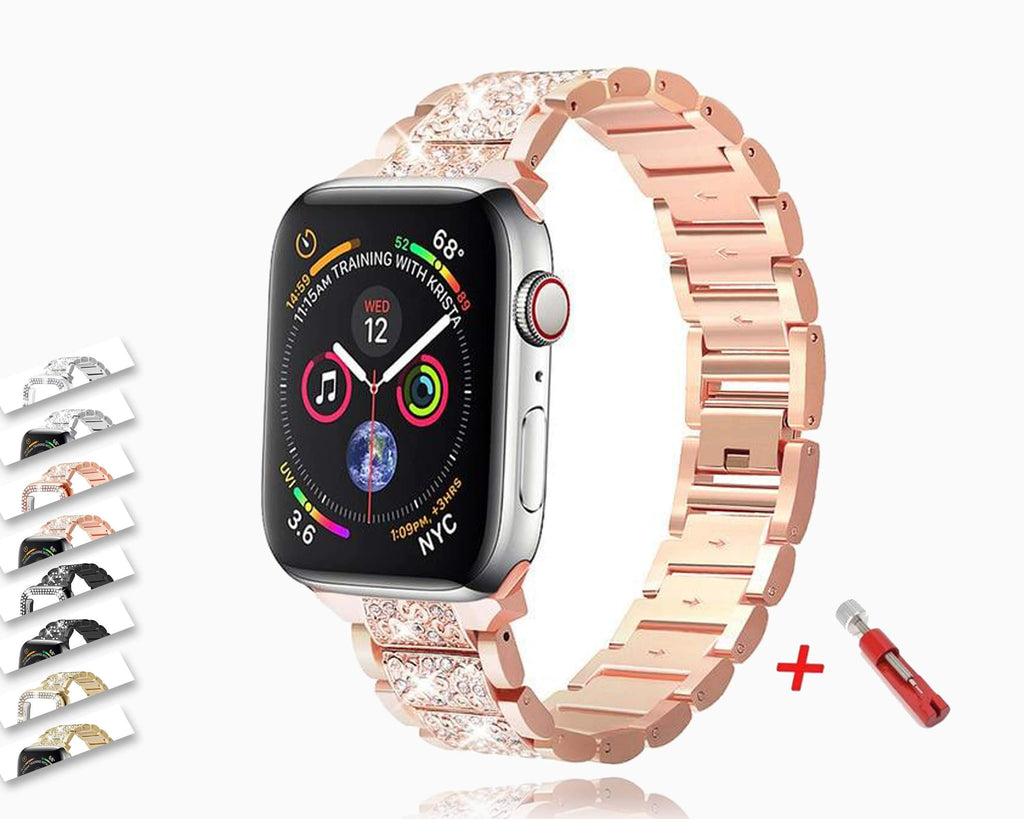 Watchbands Diamond Case+strap for iwatch band 42mm 38mm Stainless Steel bracelet correa apple watch 5 4 3 2 case+apple watch band 44mm 40mm|Watchbands|