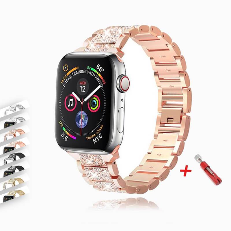 Watchbands Diamond Case+strap for iwatch band 42mm 38mm Stainless Steel bracelet correa apple watch 5 4 3 2 case+apple watch band 44mm 40mm|Watchbands|