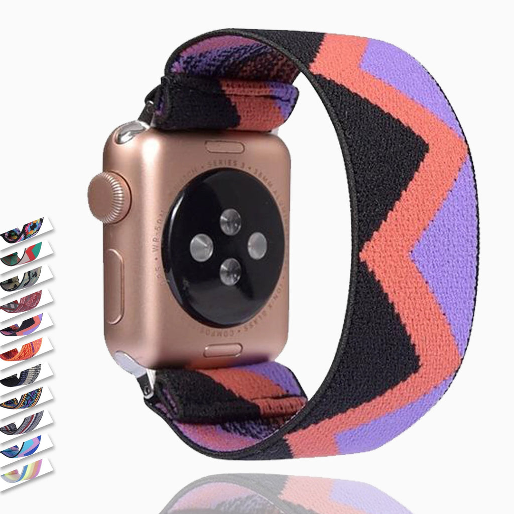 Watchbands Ethnic coral purple zig zag tribal pattern apple watch band straps 38 40 42 44 mm series 6 5 4 3 2 1