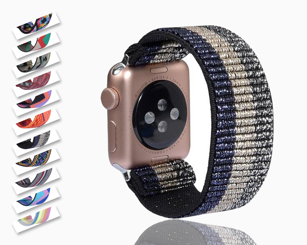 Watchbands Shiny Glitter fashion Metallic bling glittering design Black grey stripes apple watch band straps 38 40 42 44 mm series 5 4 3 2 1