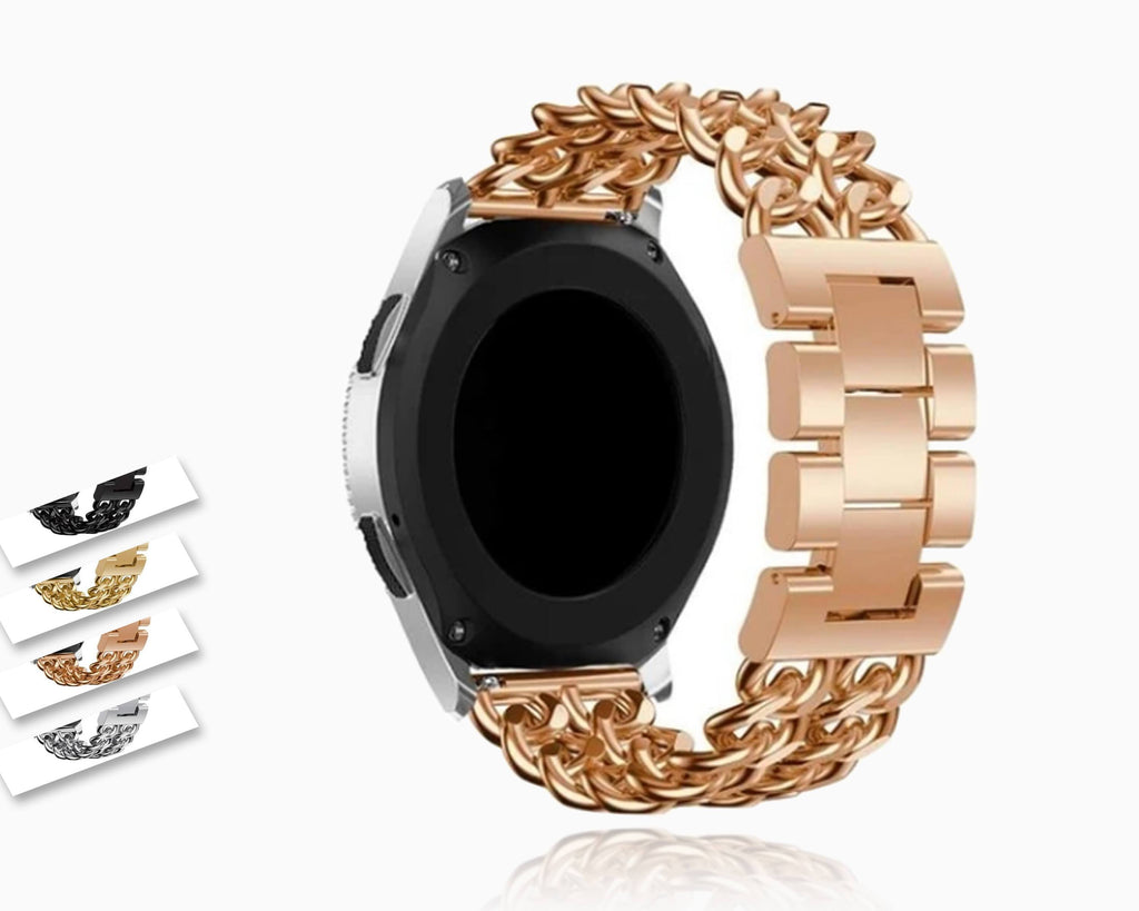 Home Samsung Gear S3 Galaxy Watch 46mm Watchband, Men Women Classic Cowboy Chain Luxury Steel Bracelet 22mm Replacement Wristband Strap Unisex