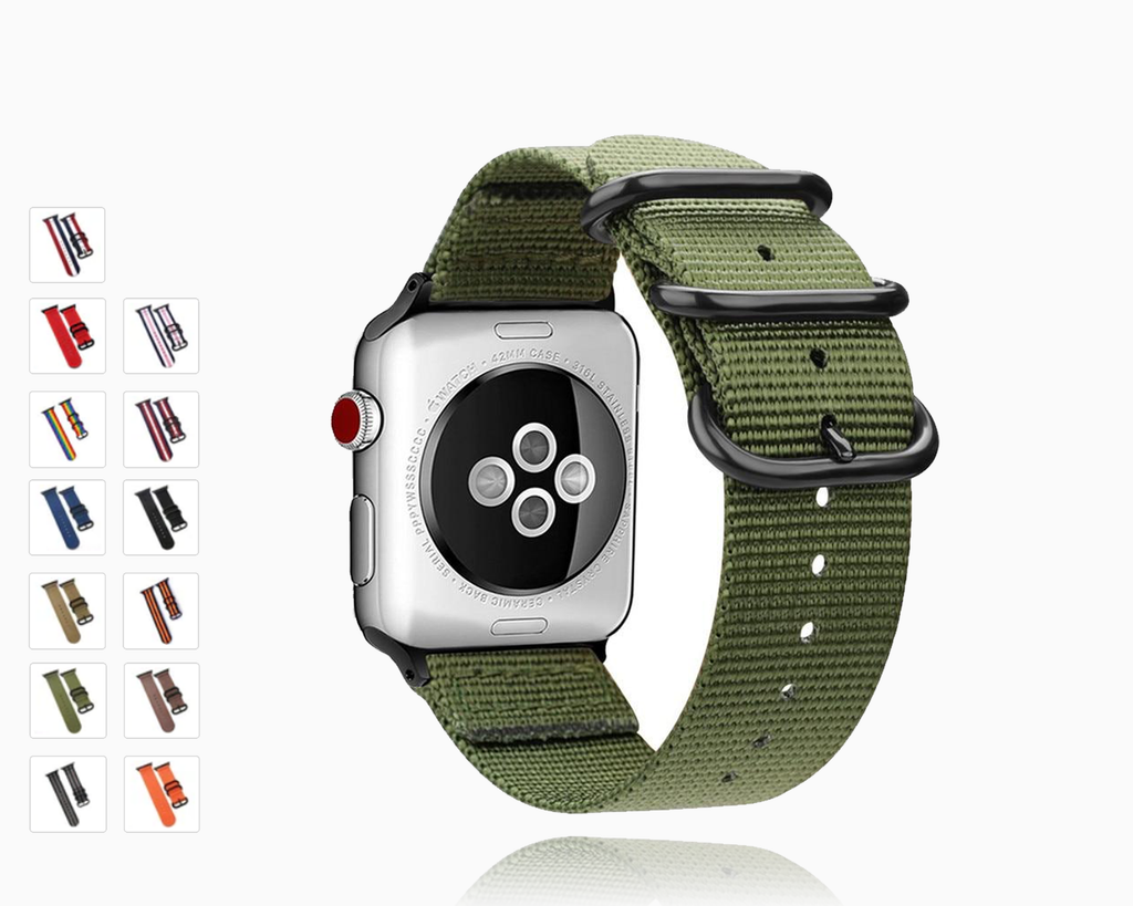 www.nuroco Apple Watch Band Series 7 6 5 4 Sport Nylon with Black Adapter Watchband Black 38 40 41mm