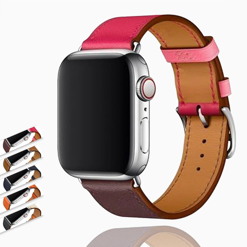 Apple Apple Watch Band Series 6 5 4 Classic Leather Silver Buckle Watchbands