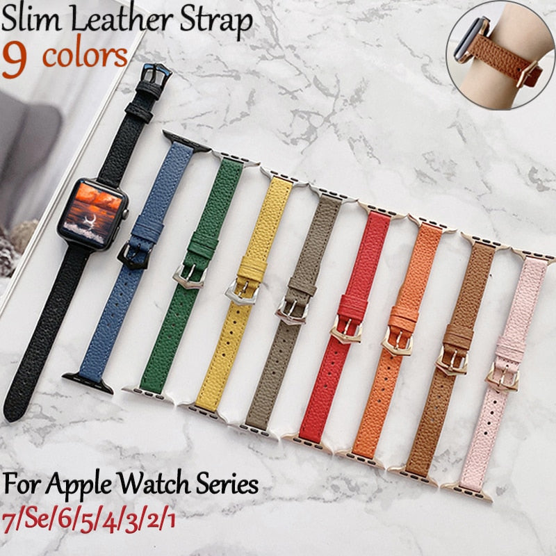 Ladies Leather Slim Loop Thin Strap Series 7 6 5 Bracelet