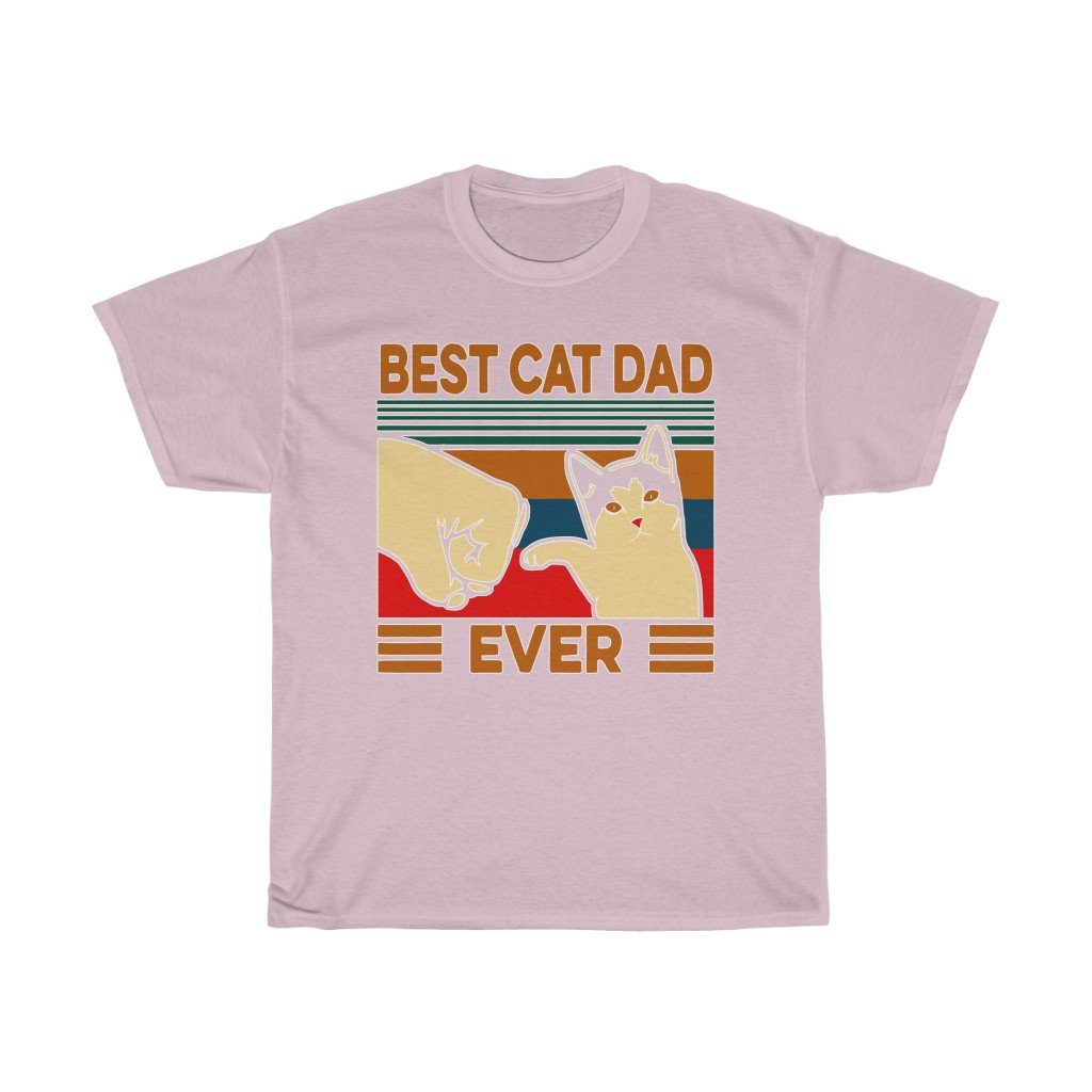 T-Shirt Light Pink / S Best Cat Dad Ever T-Shirt, Funny Cat Daddy, Father shirt Top, gift for him, Cat lover tee, plus size tee-shirt