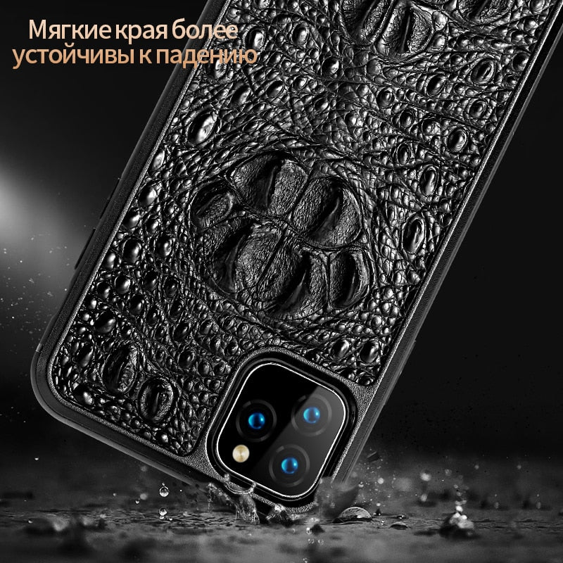 Heavy protective shockproof Real Crocodile case For Iphone 14, 13 pro max 13pro 13 mini Genuine leather cover For iphone 12 pro Max|Phone Case & Covers|