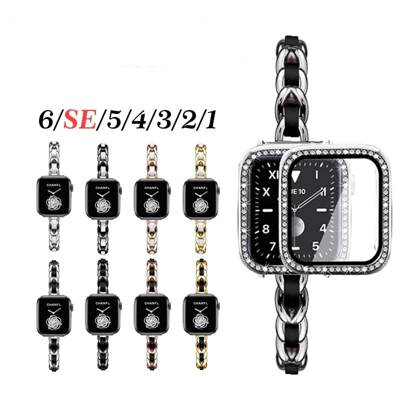 Luxury Strap Series 7 6 5 4 Leather Steel Replacement |Watchbands|