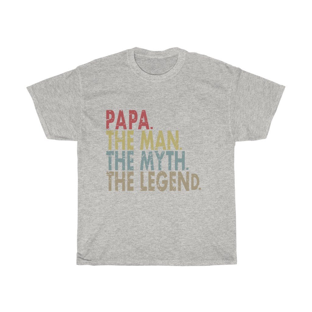 T-Shirt Ash / S Papa The Man The Myth The Legend men tshirt tops, short sleeve cotton man tee shirt t-shirt, small - large plus size