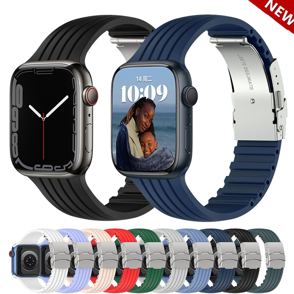 Silicone Strap for Apple Watch Band Series 8 7 6 5 Smartwatch Correa Bracelet iWatch 38/40/41mm 42/44/45/49mm|Watchbands|