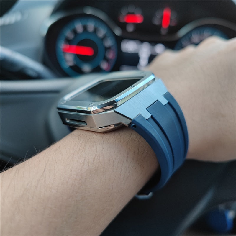 Premium Steel Case+Strap for Apple Watch luxury Rubber Band