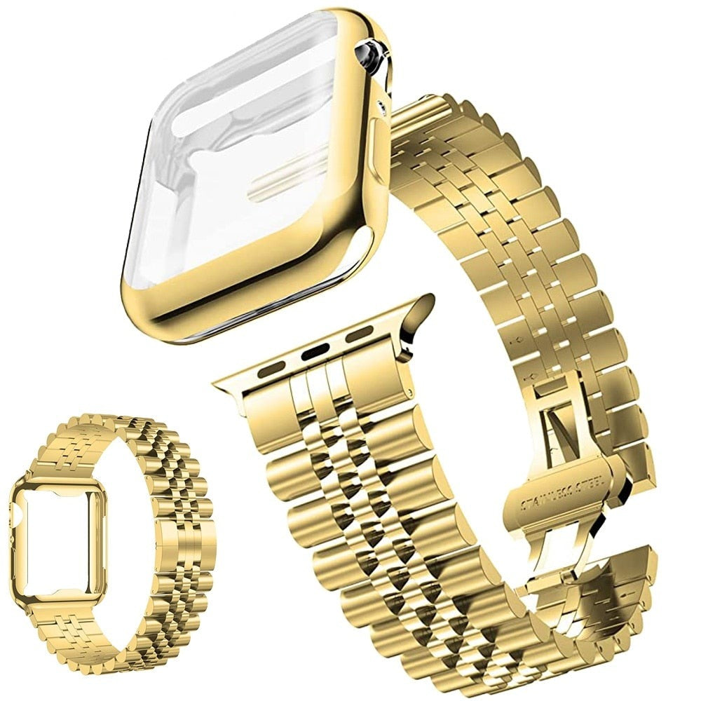 Metal Bracelet + Case For Apple Watch Band Series 7 6 5 4 Premium Steel Strap iWatch 38mm 40mm 41mm 42mm 44mm 45mm Correa Wristband |Watchband|