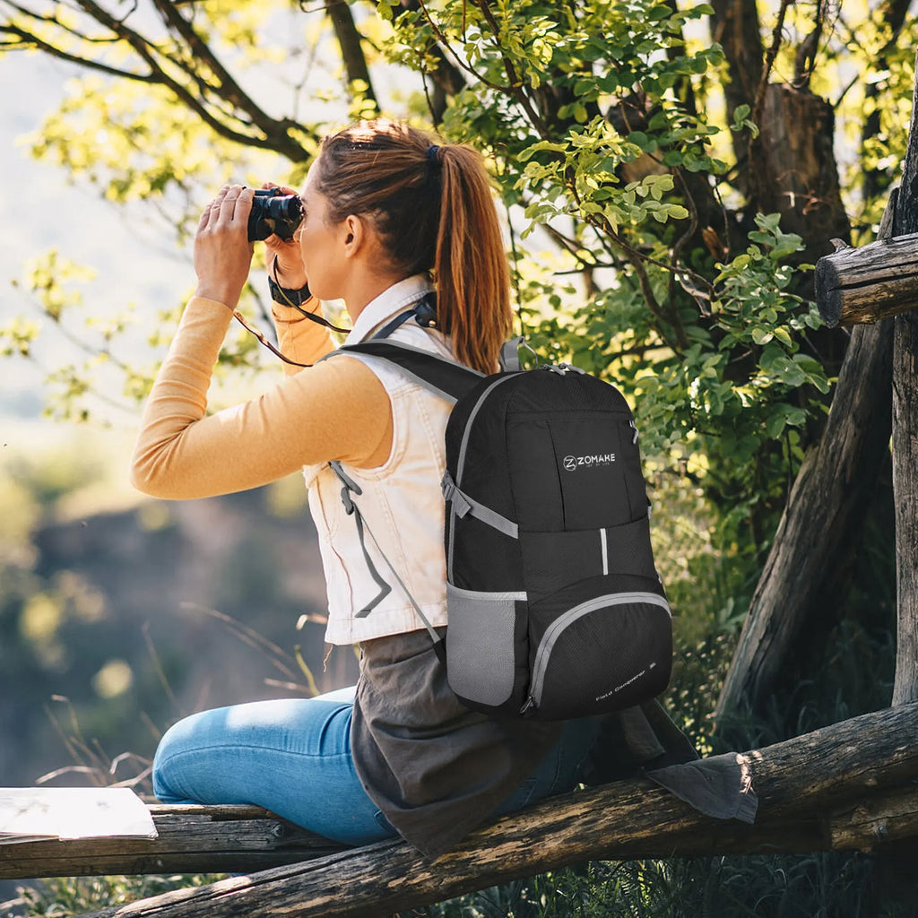 35L Portable Folding Backpack Lightweight Outdoor Sport Bag Rucksack Reflective Stripe Men Hiking Travel Bag for Camping Cycling