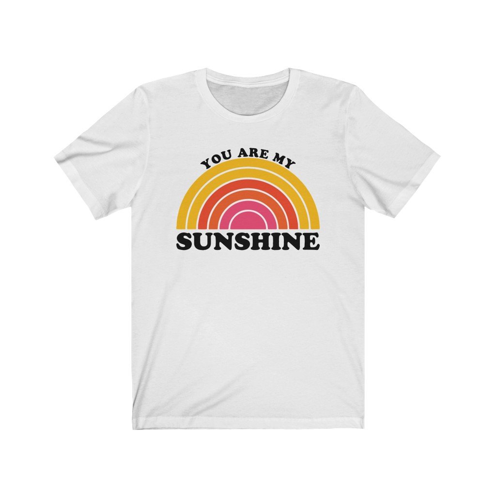T-Shirt White / L You are my sunshine rainbow design, Unisex Jersey Short Sleeve Tee small - large plus size