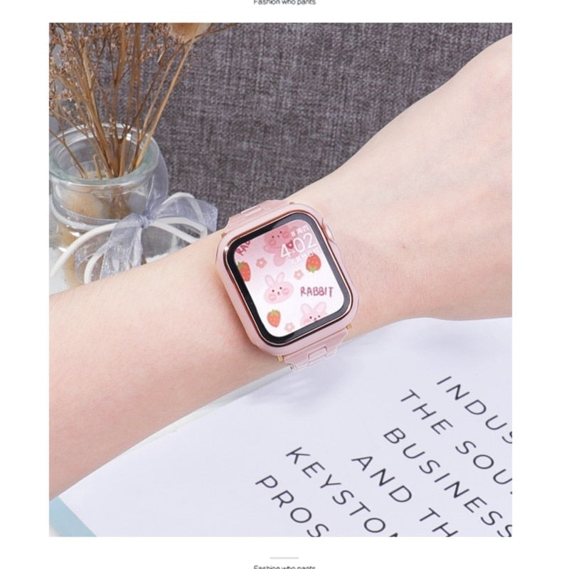 Resin Slim Strap For Apple Watch Band 44mm 40mm 42mm 38mm Woman Belt Bracelet Iwatch Series 5 4 3 Se 6 7 45mm 41mm Strap - Watchbands