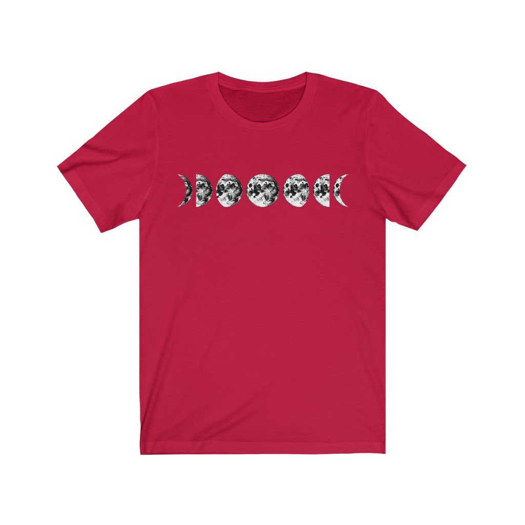 T-Shirt Red / S Moon Phases Shirt - Moon Shirt - Moon Phases - Unisex