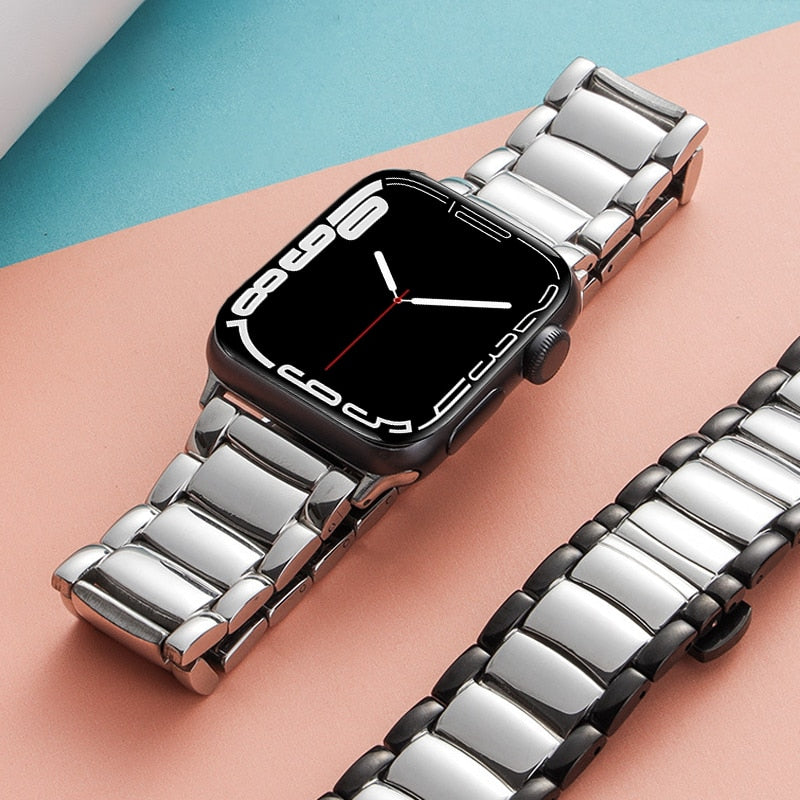 Premium Luxury Steel Strap For Apple Watch Band Series 7 6 5 4 Bracelet iWatch 38/40/41mm 42/44/45mm Metal Business Wristband |Watchbands|