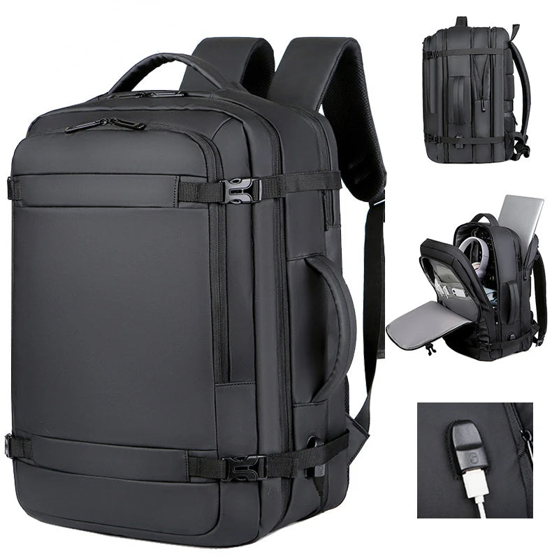 2023 40LExpandable USB Travel Backpack, Flight Approved Carry on Bags for Airplanes,Water Resistant Durable 17-inch backpack men