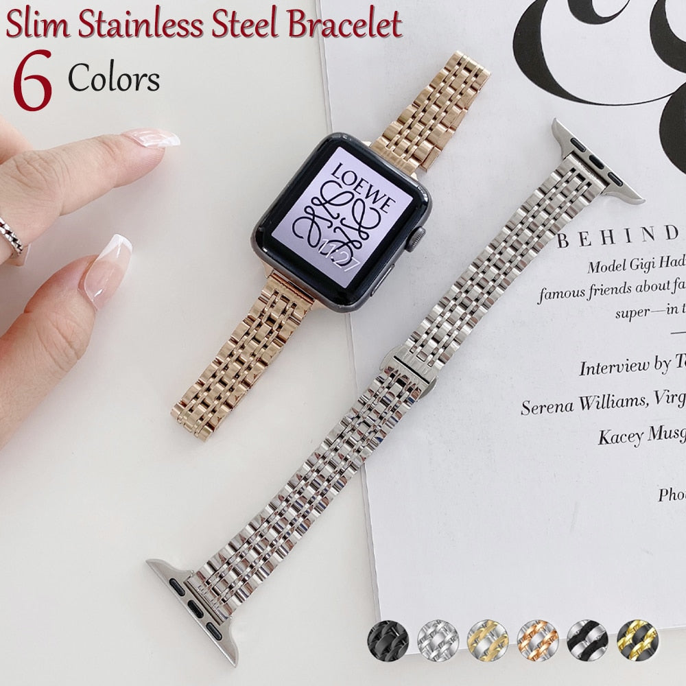 High-Quality Steel Strap Slim Wristband Bracelet Series 7 6 5 4